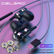 Load image into Gallery viewer, Dual Driver Earphones Type C Headphones Bass Earphone