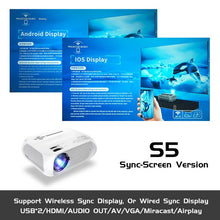 Load image into Gallery viewer, ALSTON S5 HD led projector 3800 Lumens Support