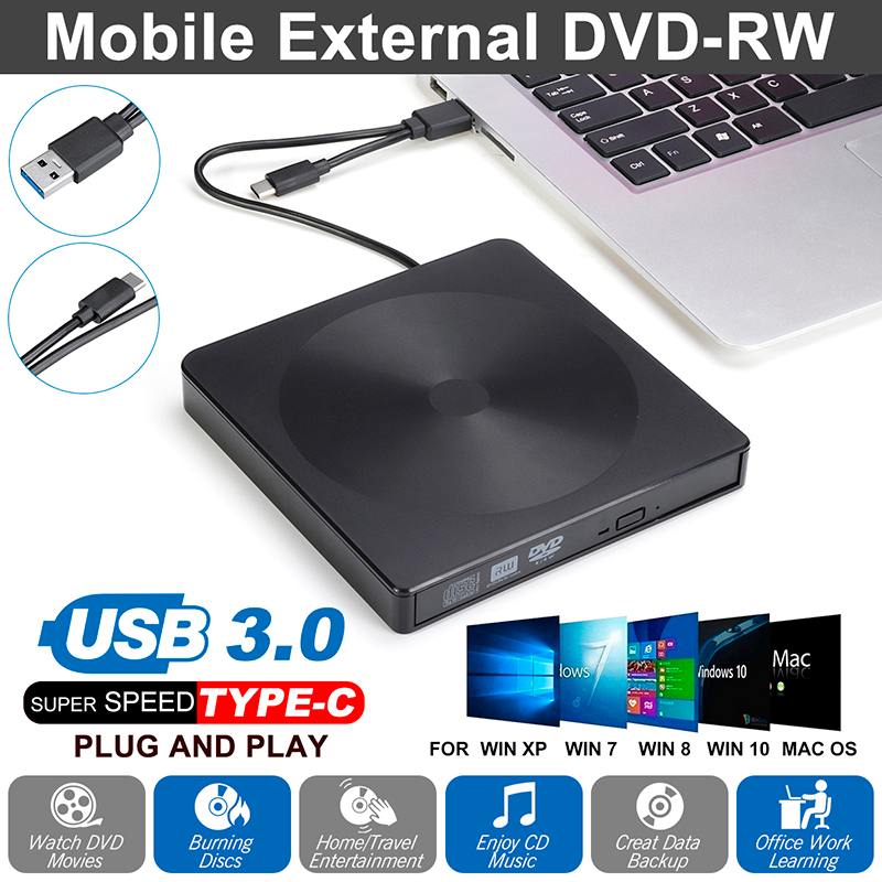 External DVD Drive Optical Drive Type-C USB 3.0 CD ROM Player