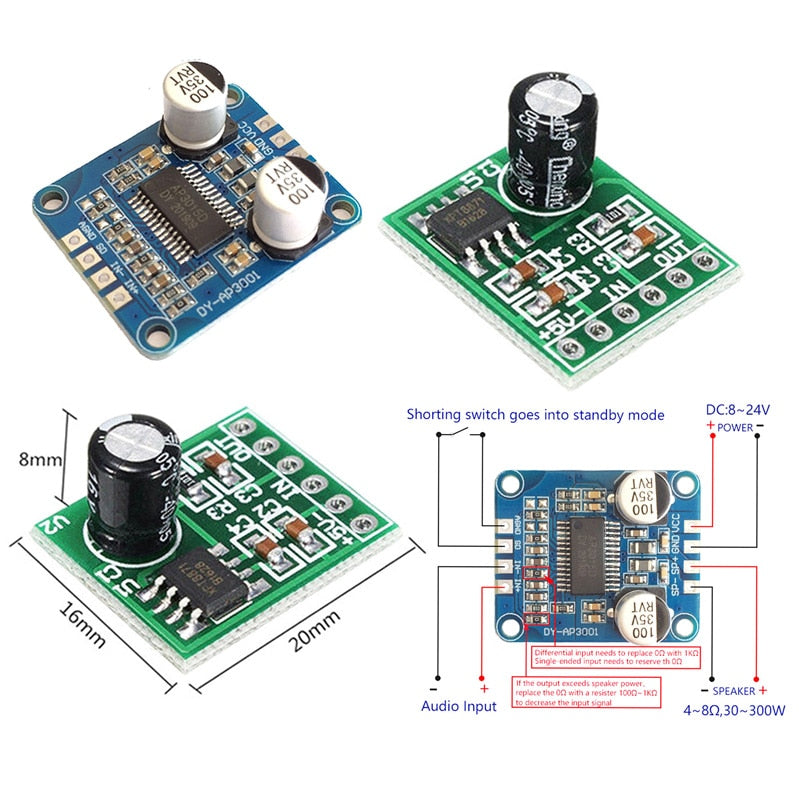 TPA3118 2x30W 8-26V DC Stereo audio Bluetooth