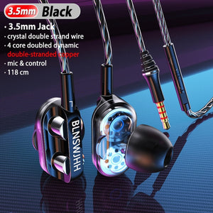 Dual Driver Earphones Type C Headphones Bass Earphone