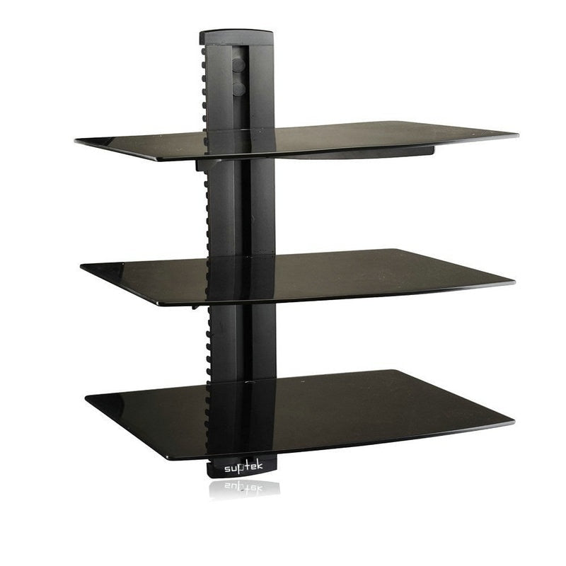 3 Floating Shelf with Strengthened Tempered Glass for DVD