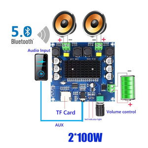 2*100W Bluetooth 5.0 Sound Amplifier Board