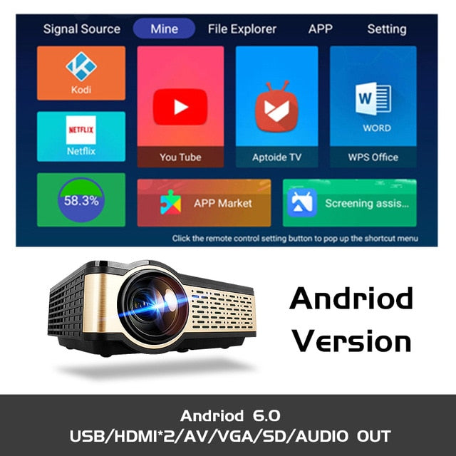 ALSTON W5 HD Projector 4000 Lumens Android WIFI