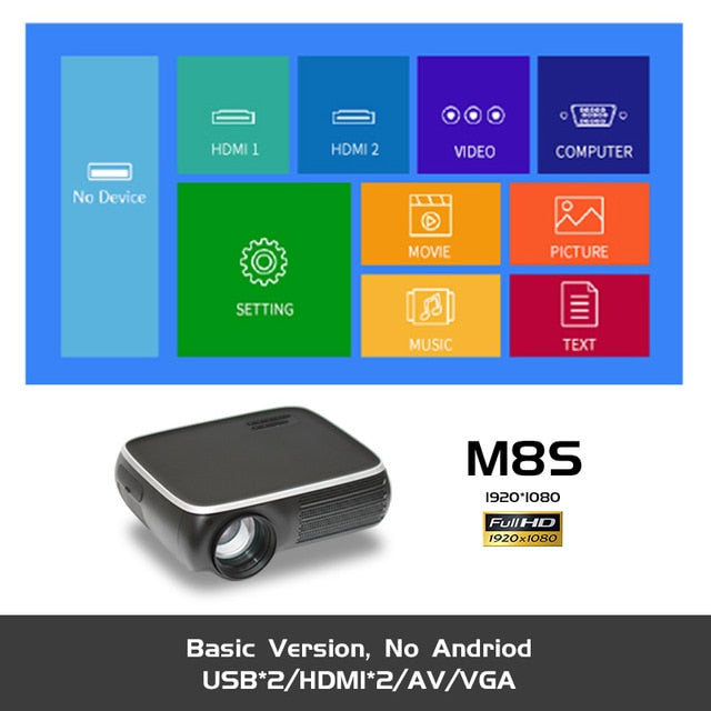 Real TV M8S Full HD 1080P Projector 4K 7000 Lumens