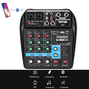 A4 Sound Mixing Console with Bluetooth Record Mini Audio